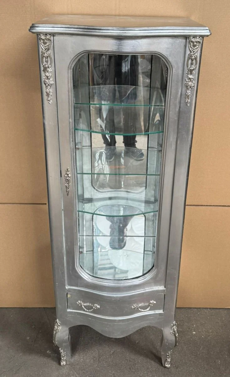 Barock Vitrine Silber H. 136 cm - Barock Möbel