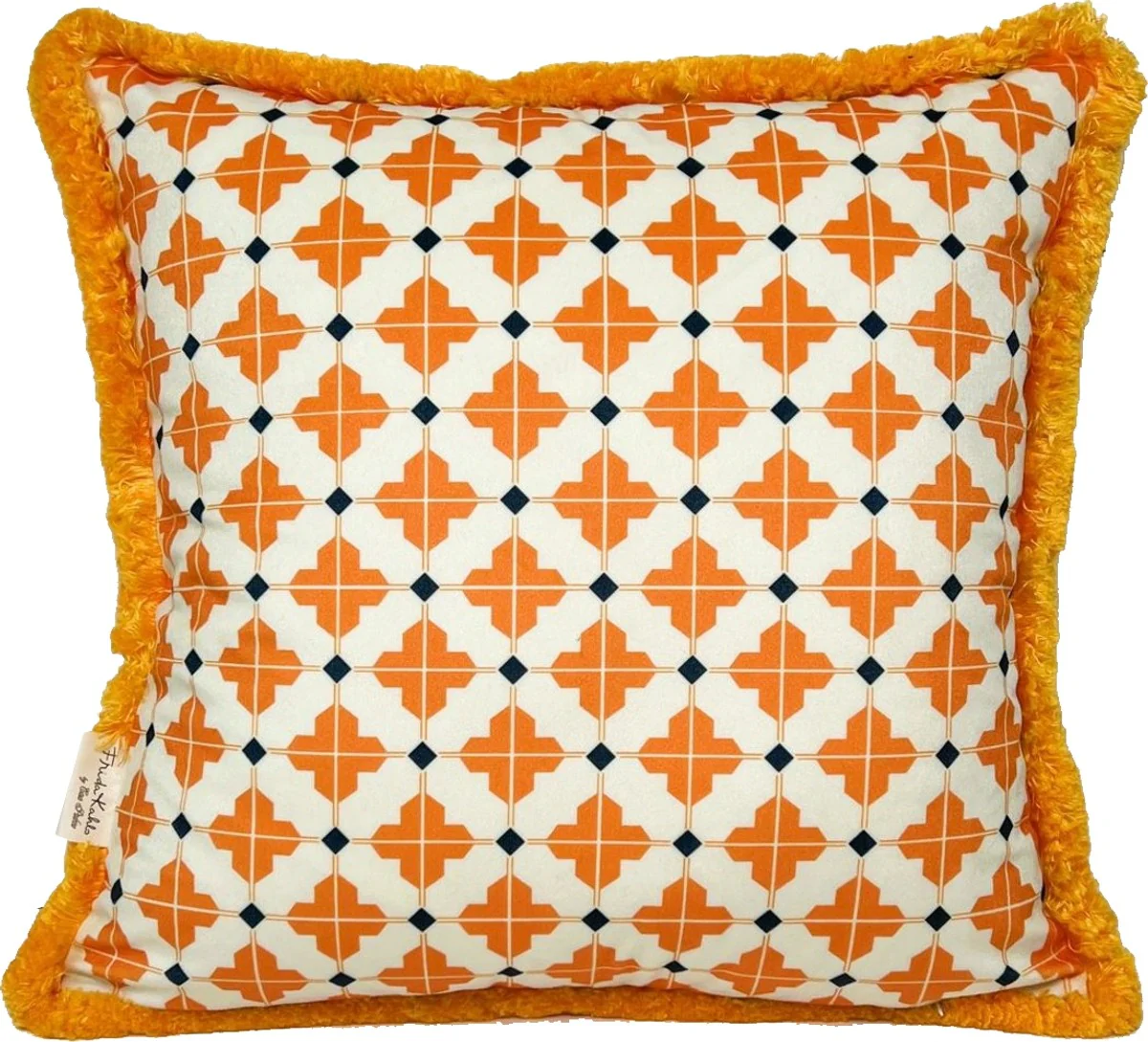 Frida Kahlo by Luxus Deko Kissen mit Strass Steinen Orange / Bunt