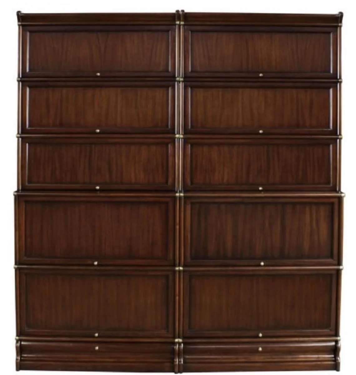 Luxus Mahagoni Bücherschrank mit 10 Glastüren und 2 Schubladen Dunkelbraun 172 x 36,5 x H. 197 cm - Luxus Büromöbel