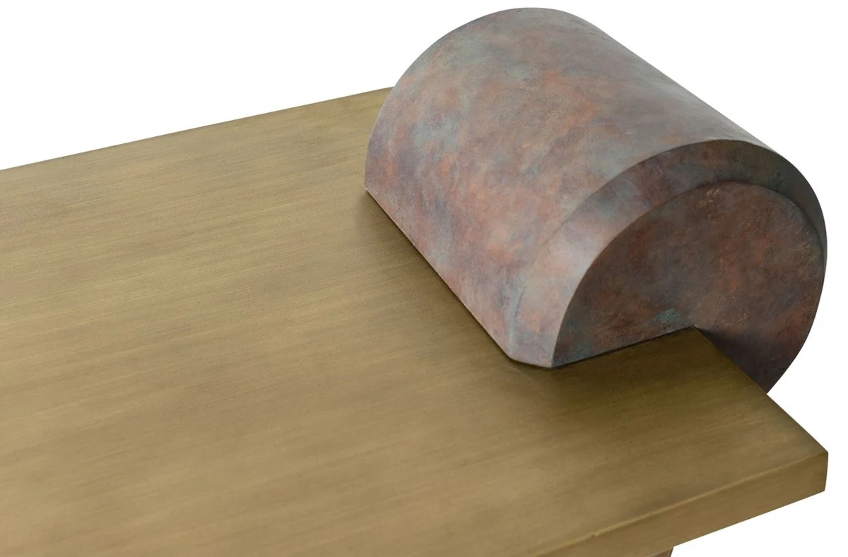 Designer Couchtisch Messing / Antik Kupfer 115 x 60 x H. 53 cm - Wohnzimmertisch aus Glasfaserverstärktem Beton - Luxus Qualität