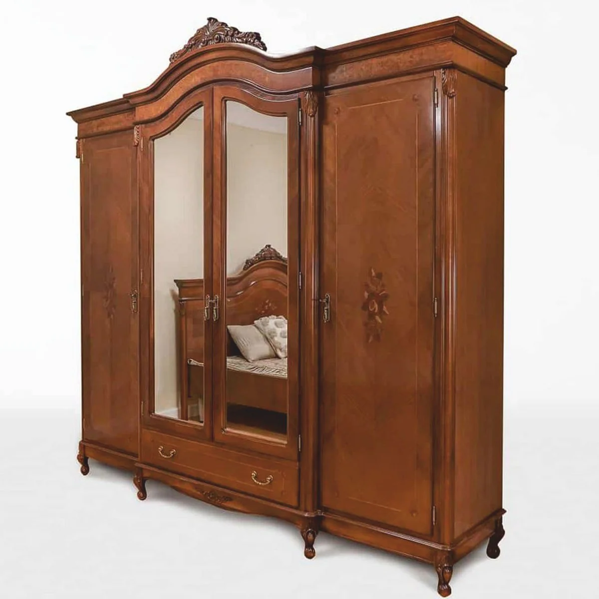 Luxus Barock Schlafzimmer Schrank Dunkelbraun 248,5 cm - Barock Schlafzimmer Möbel