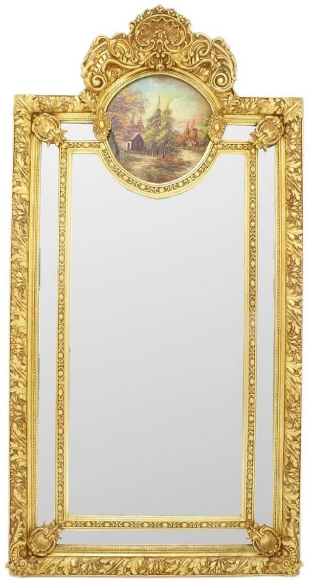 Barock Spiegel Gold 110 x H. 210 cm - Prunkvoller Wandspiegel im Barockstil - Antik Stil Garderoben Spiegel - Wohnzimmer Spiegel - Barock Möbel