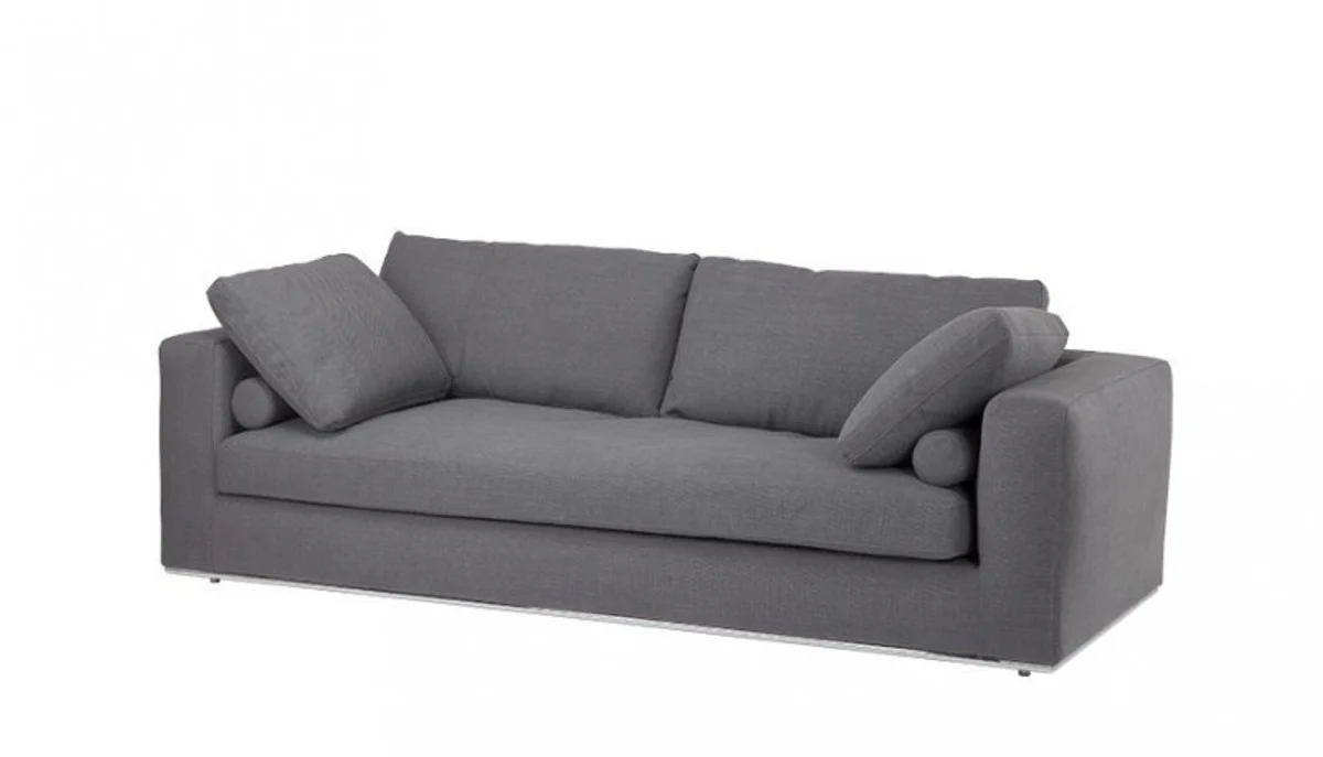 Luxus Sofa Dunkelgrau mit poliertem Stahl Sockel - Luxus Kollektion