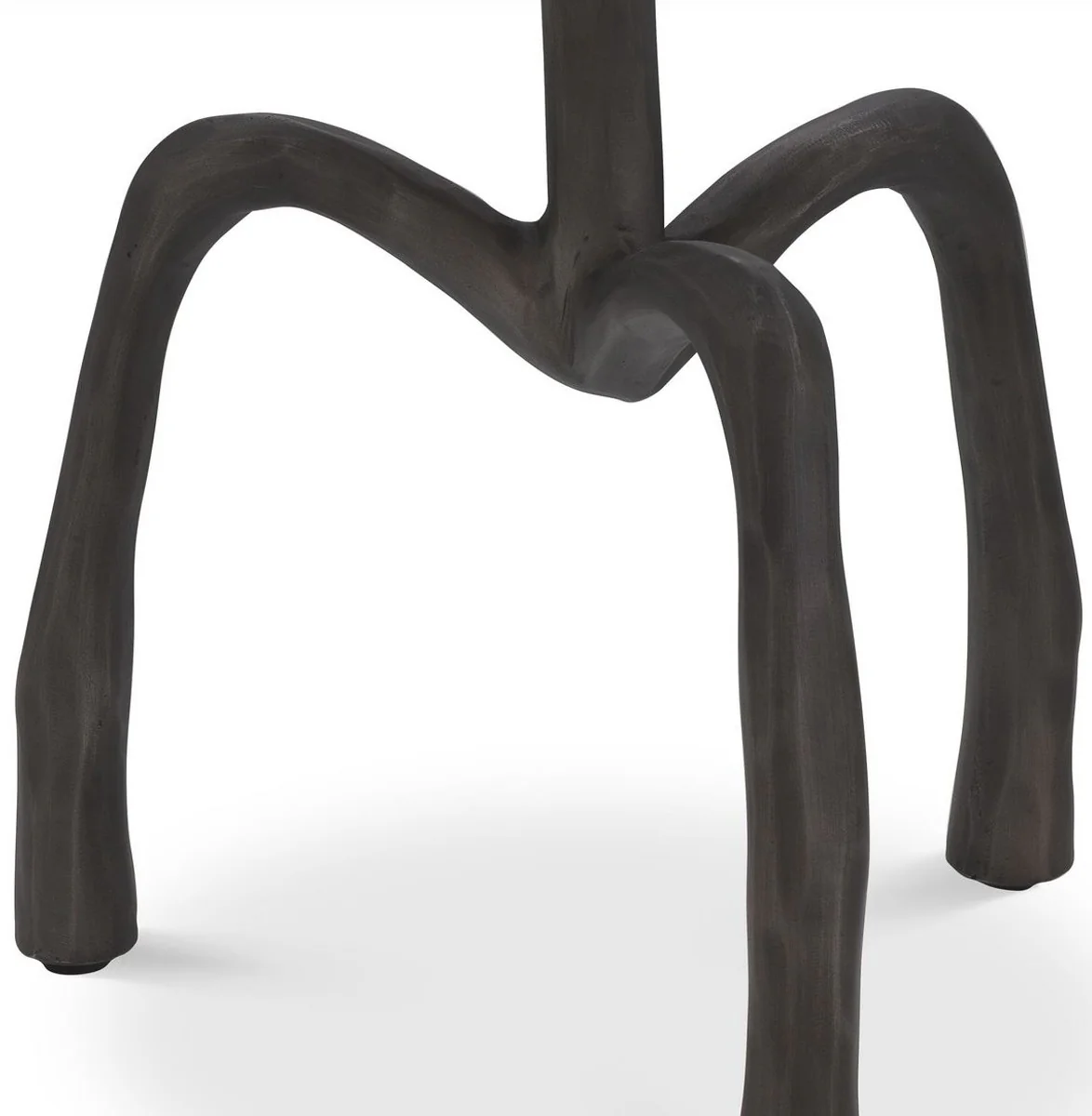 Luxus Beistelltisch Bronzefarben Ø 27,5 x H. 48 cm - Runder Metall Tisch in Holzoptik - Wohnzimmer Möbel - Luxus Möbel