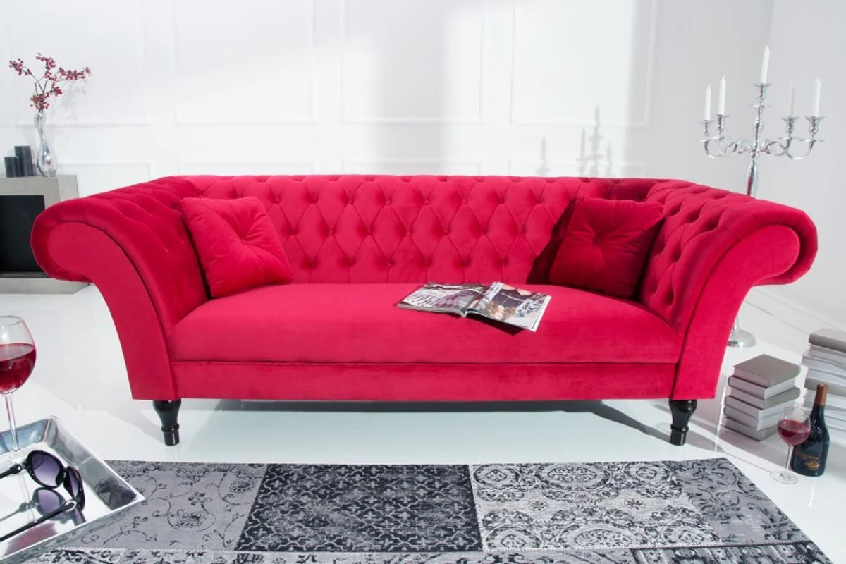 Chesterfield Sofa in Rot 225 x 90 x H. 79 cm - Designer Chesterfield Sofa