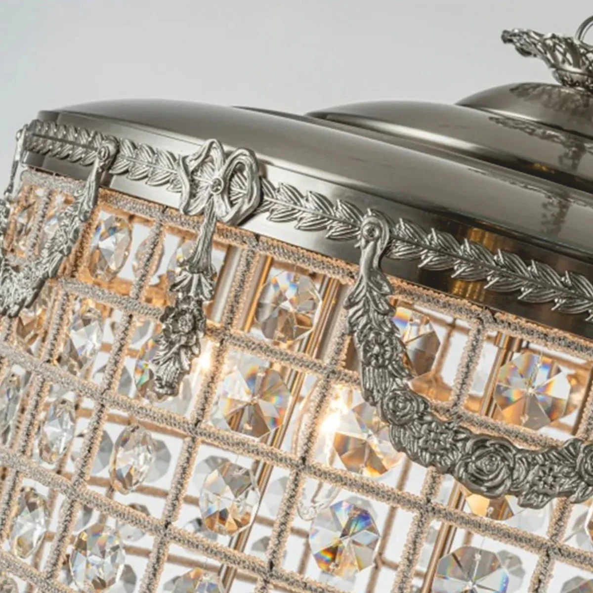 Barock Kristall Kronleuchter Silber Ø 60 x H. 85 cm - Barock Leuchten