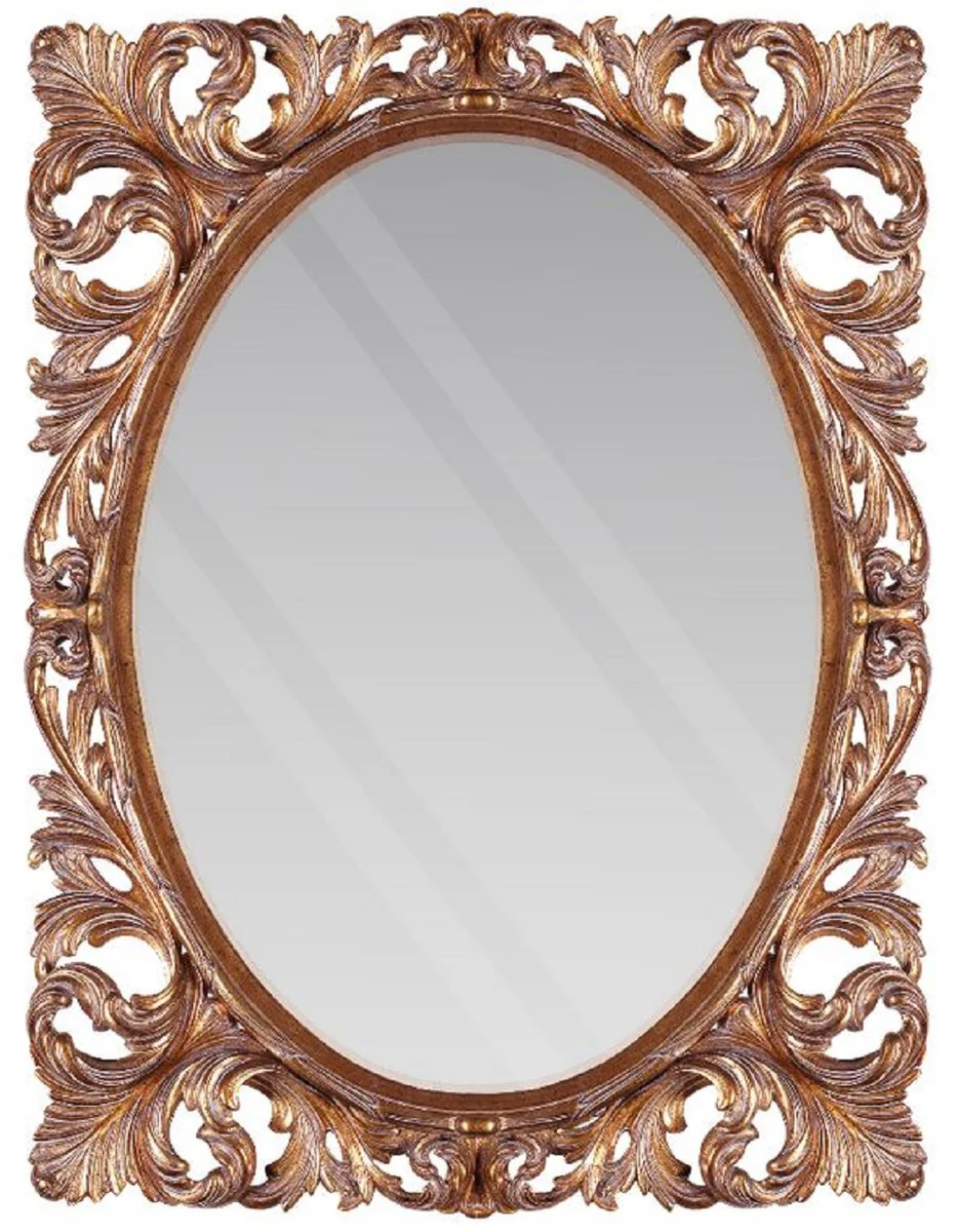 Barock Spiegel Kupferfarben 92 x 6 x H. 123 cm - Handgeschnitzter Wandspiegel im Barockstil - Garderoben Spiegel - Wohnzimmer Spiegel - Barock Möbel