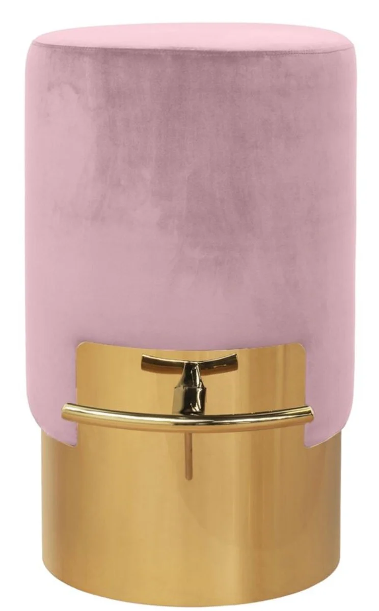 Luxus Barhocker Rosa / Gold Ø 46 x H. 76 cm - Barmöbel