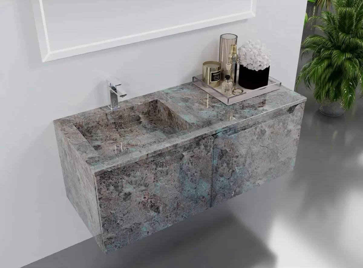 Luxus Badezimmer Set Grau Meliert Porzellan - Hotel Bad Einrichtung