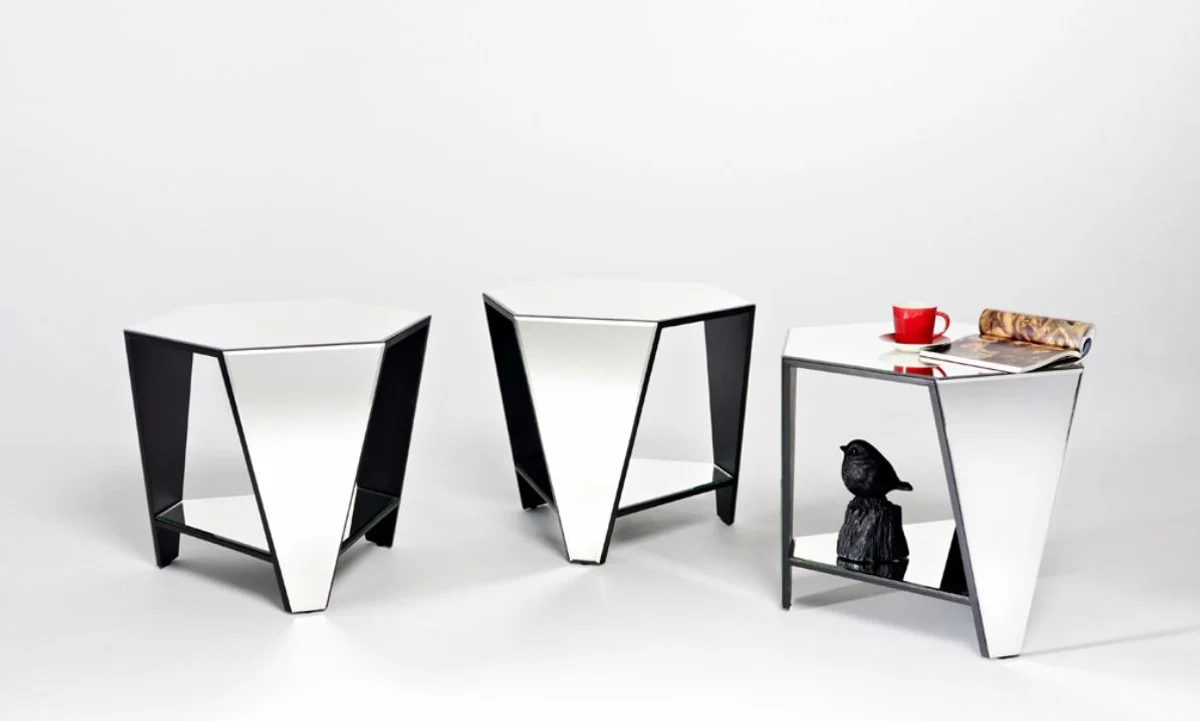 Luxus Spiegelglas Beistelltisch 59 x 51 x H. 49 cm - Designermöbel