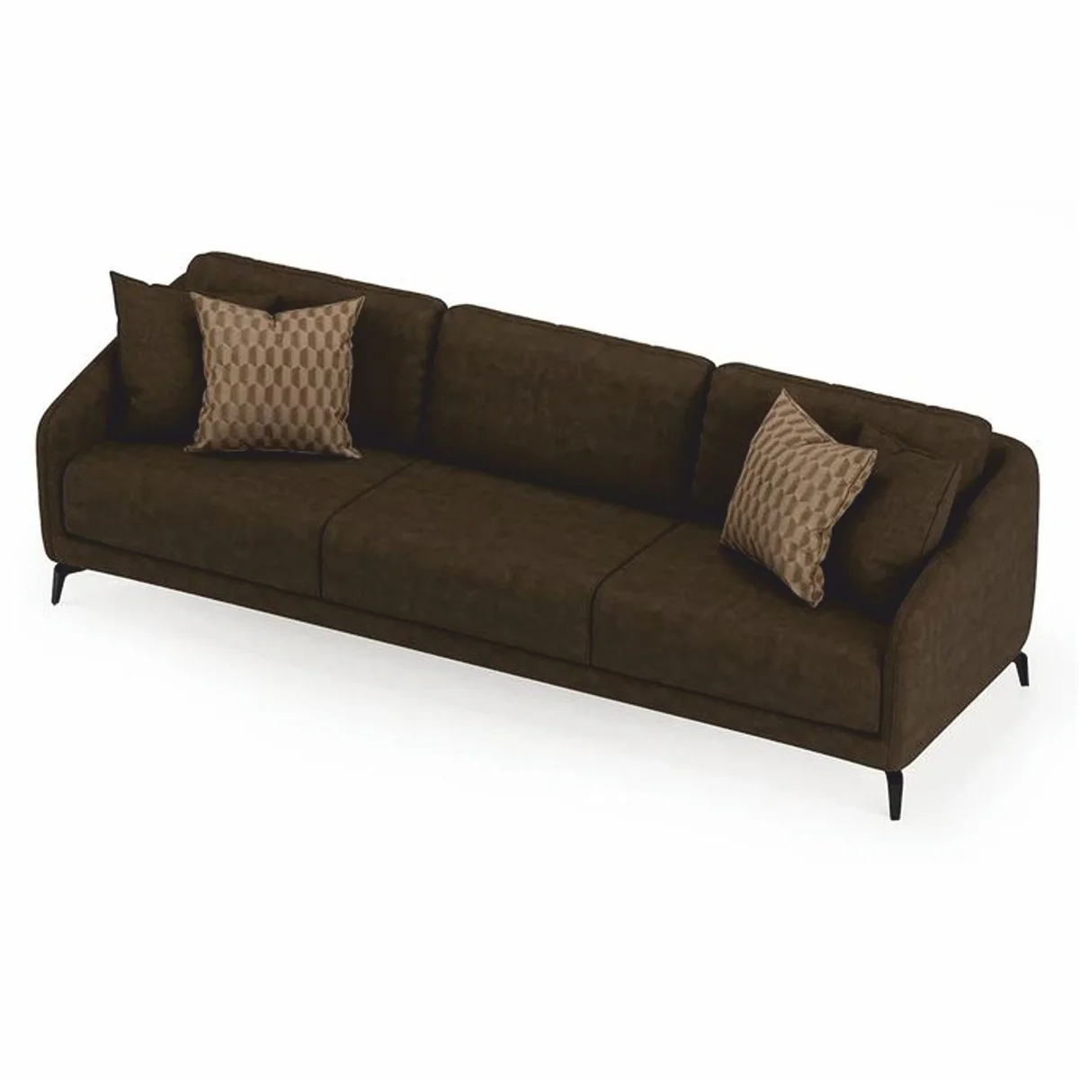 Luxus Sofa Dunkelbraun / Schwarz 255 cm - Wohnzimmer & Hotel Möbel