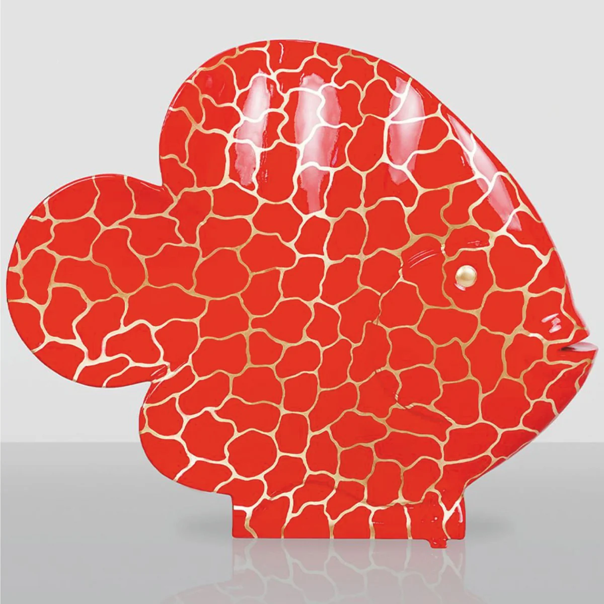 XXL Deko Skulptur Fisch Rot / Gold H. 110 cm - Deko Figur