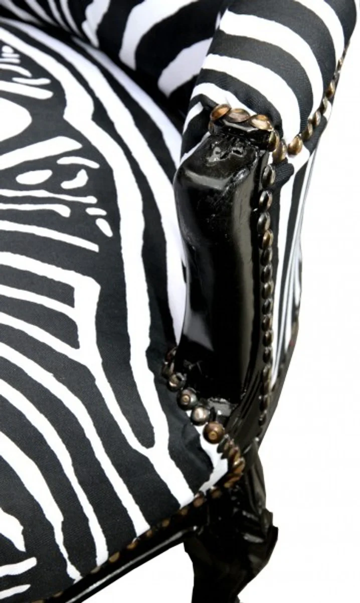 Barock Chaiselongue Zebra / Schwarz - Möbel Lounge Liege Recamiere