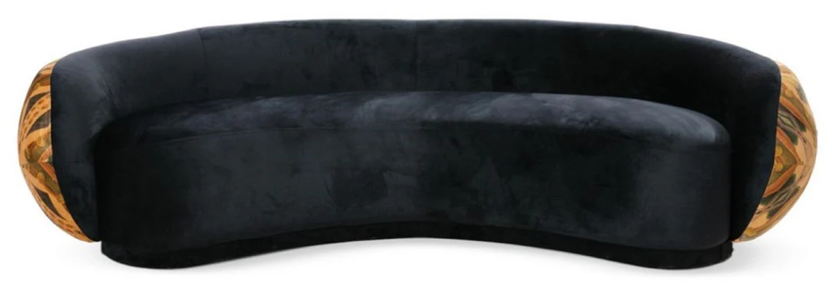 Luxus Sofa Schwarz / Beige / Mehrfarbig 260 cm