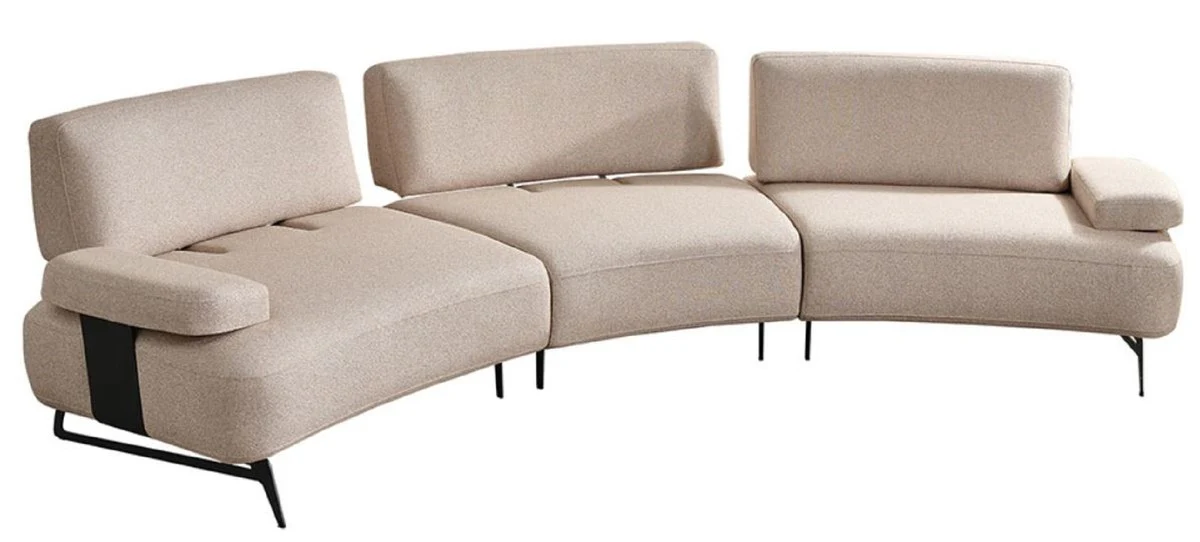Luxus Sofa mit verstellbaren Rückenlehnen Beige / Schwarz 350 cm