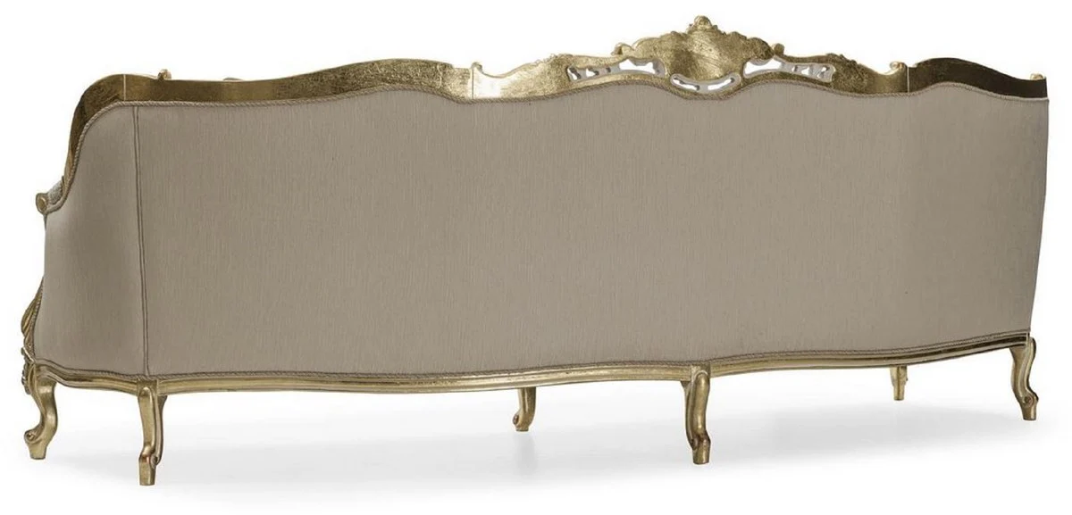 Luxus Barock Wohnzimmer Sofa Grau / Gold 292 cm - Barock Möbel