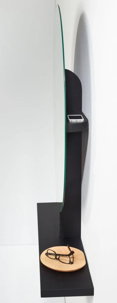 Luxus Spiegel / Wandspiegel mit Ablage Schwarz 100 x 20 x H. 115 cm - Luxus Möbel