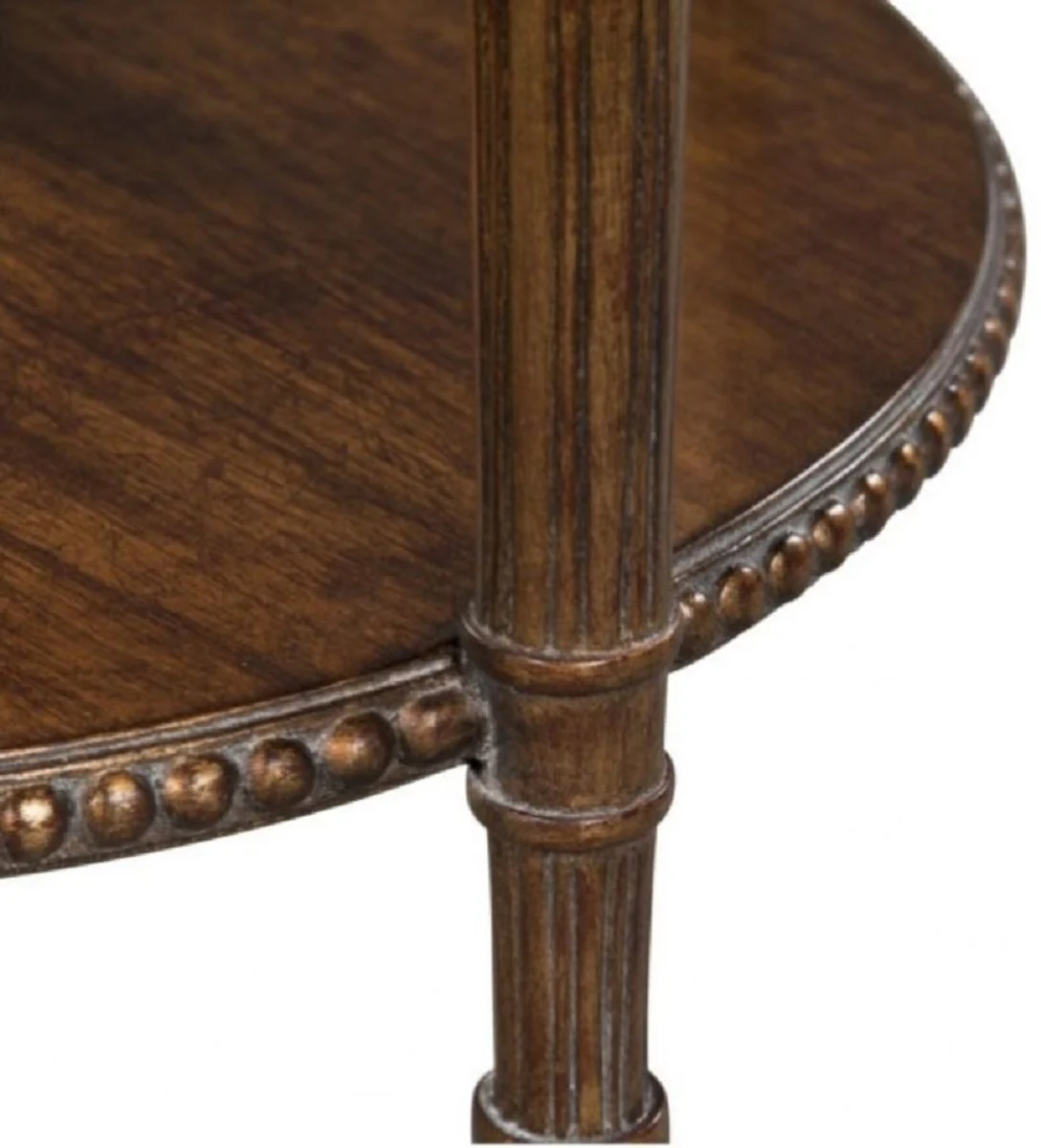 Luxus Barock Beistelltisch Braun / Weiß Ø 47 x H. 70 cm - Barock Wohnzimmermöbel