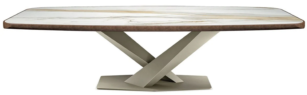 Luxus Esstisch Mehrfarbig / Titanfarben 300 x 128 x H. 73 cm - Esszimmertisch mit hochwertiger Keramik Tischplatte - Moderne Esszimmer Möbel - Luxus Qualität - Made in Italy