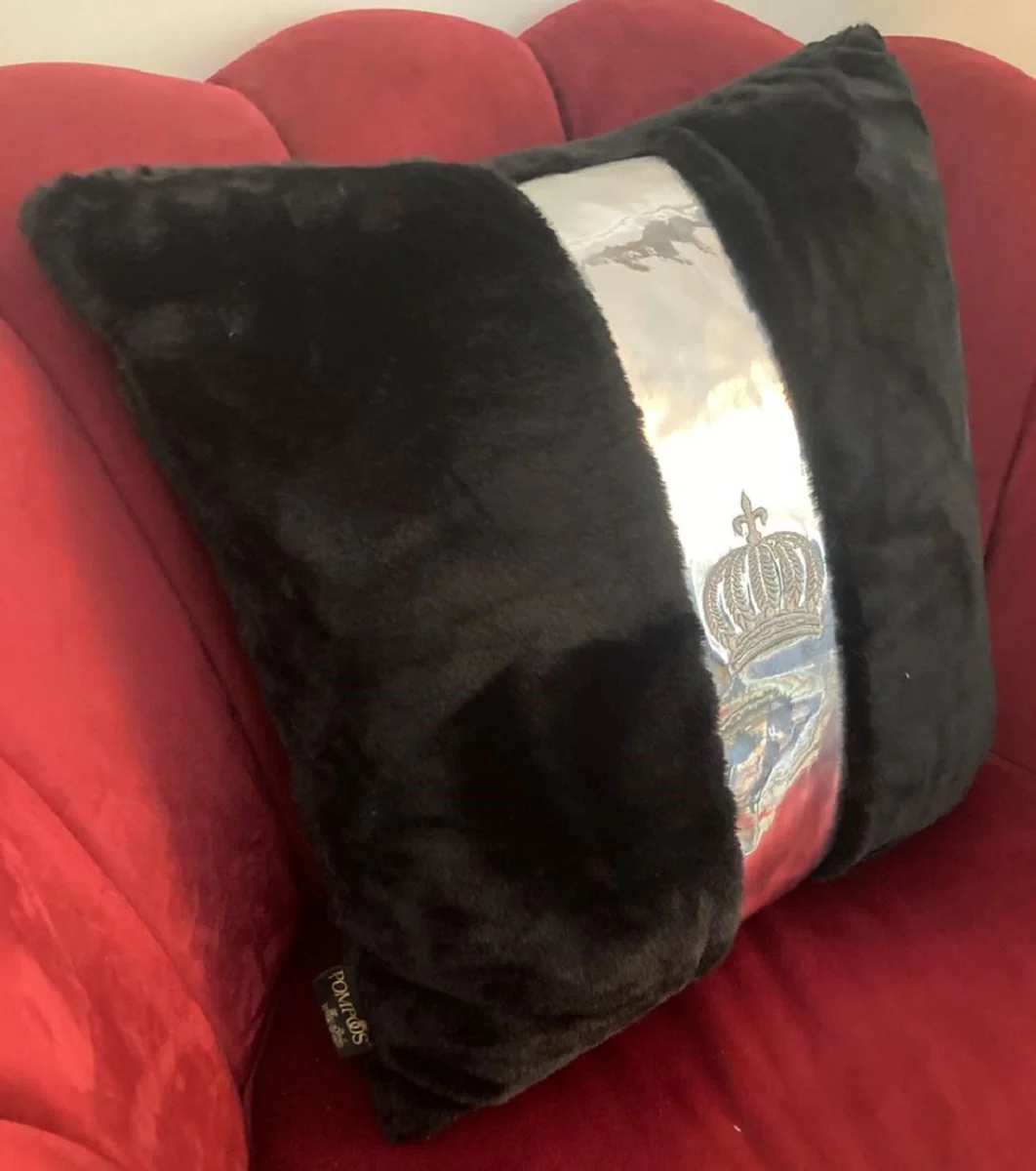 Harald Glööckler Luxus Deko Kissen Pompöös by Schwarz / Silber - Glööckler Kissen - Designer Zierkissen - Harald Glööckler Designer Deko Accessoires