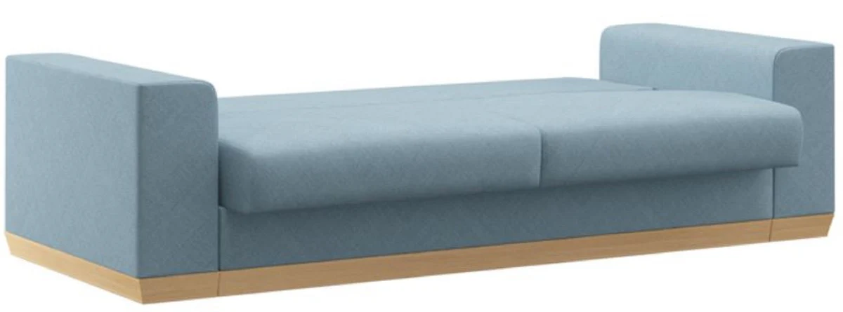 Schlafsofa Hellblau / Naturfarben 240 x 100 x H. 80 cm - Modernes Wohnzimmer Sofa - Wohnzimmer Möbel
