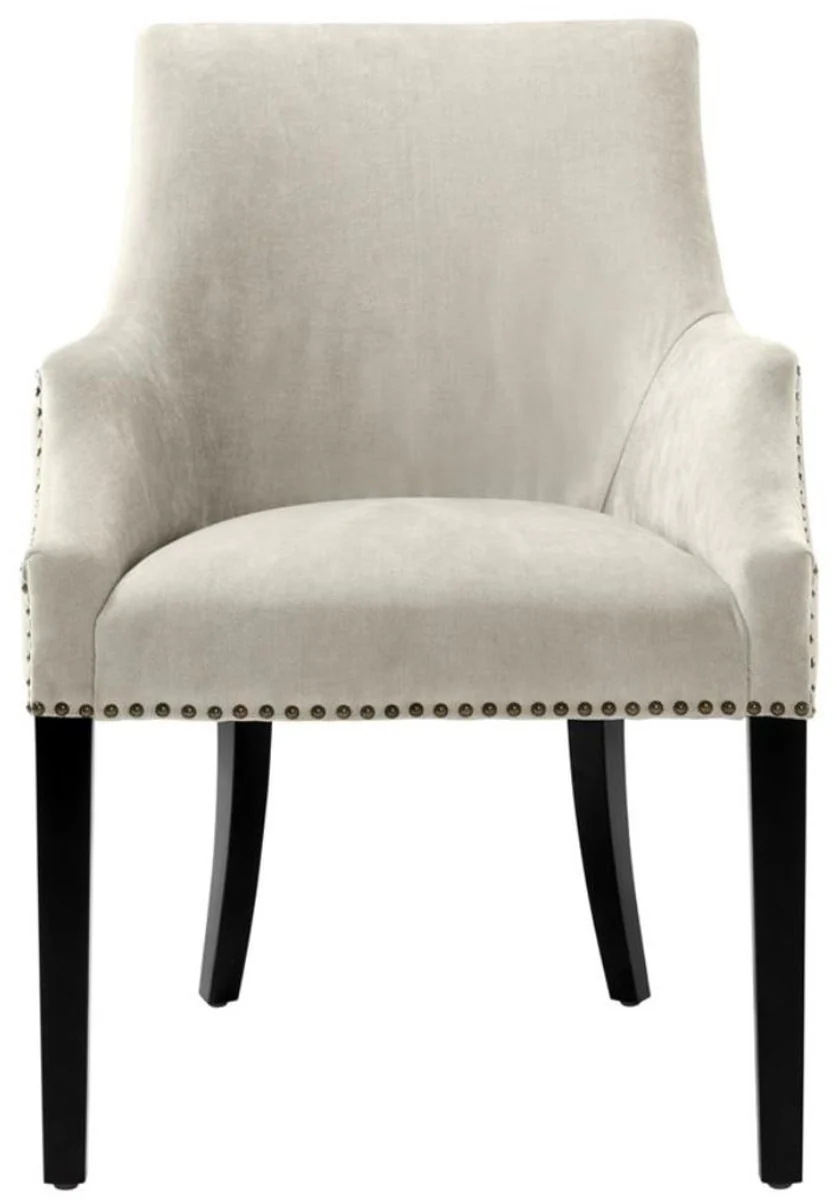 Luxus Esszimmerstuhl mit Armlehnen Sandfarben / Schwarz 60 x 71 x H. 92 cm - Esszimmermöbel