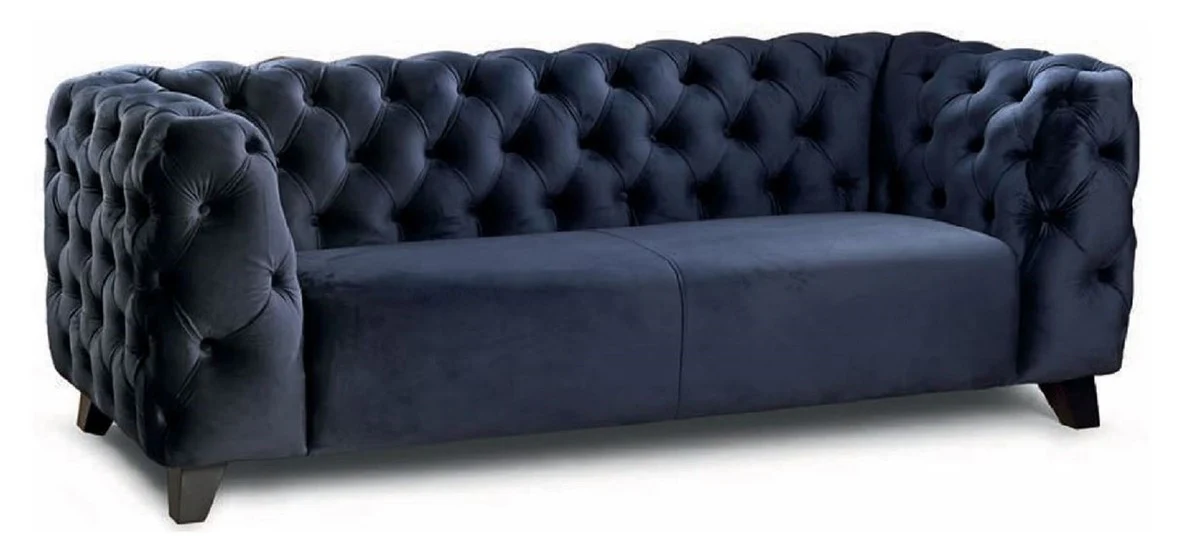 Luxus Chesterfield 2er Sofa Blau / Schwarz 167 cm