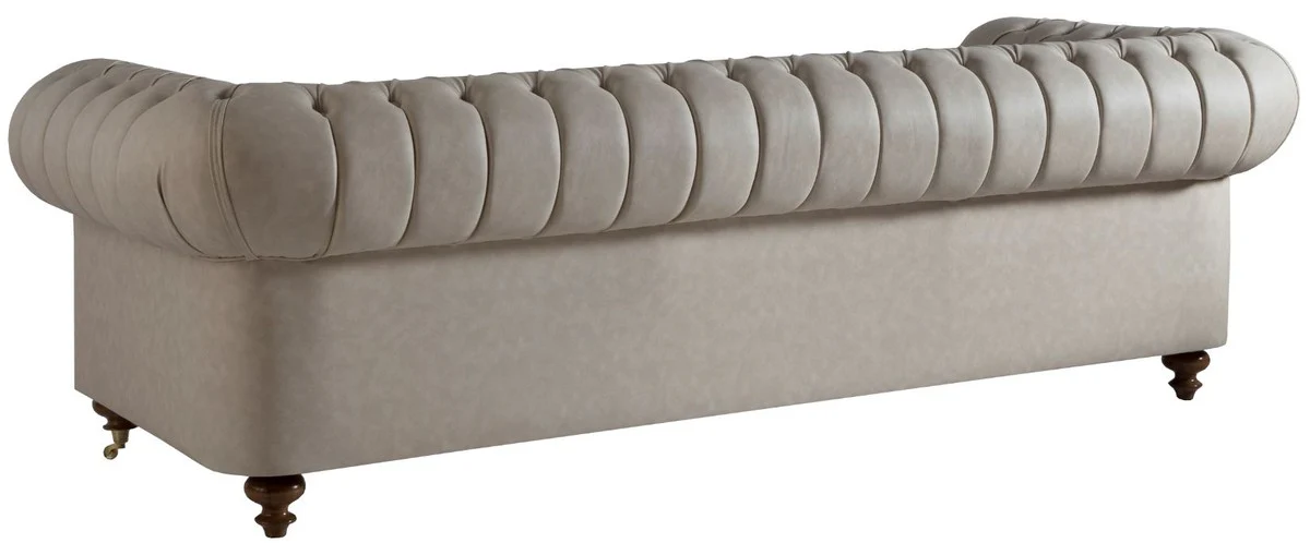 Luxus Chesterfield Sofa Grau / Braun 240 x 100 x H. 78 cm - Edles Wohnzimmer Sofa - Chesterfield Möbel