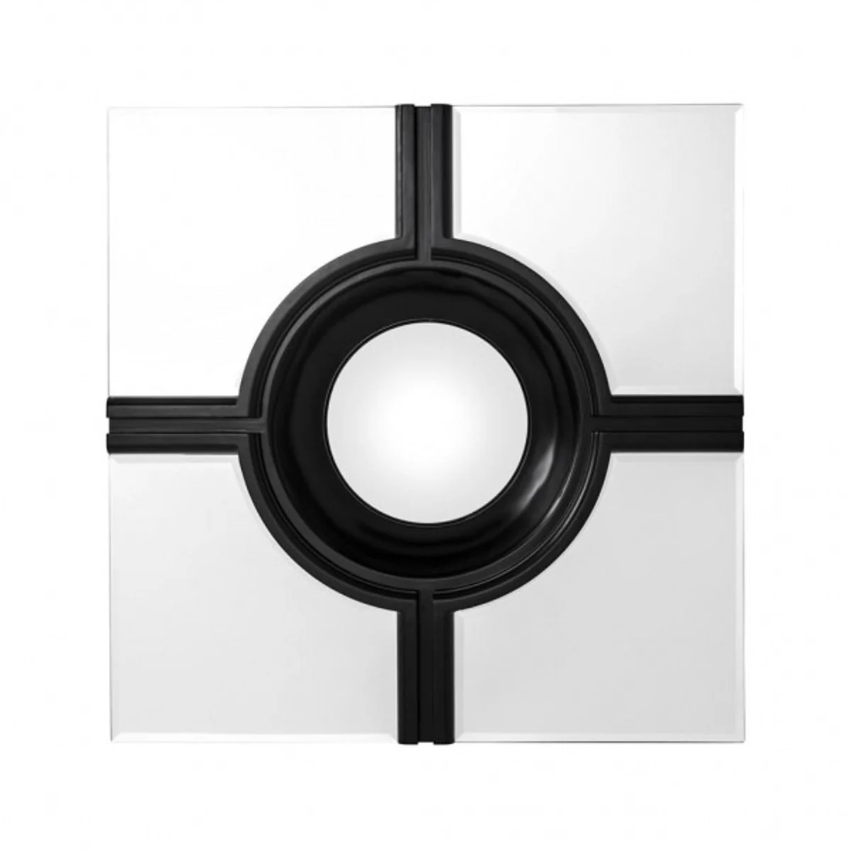 Luxus Wand Spiegel Art Deco Schwarz / Spiegelglas 61 x 61 cm - Wandspiegel