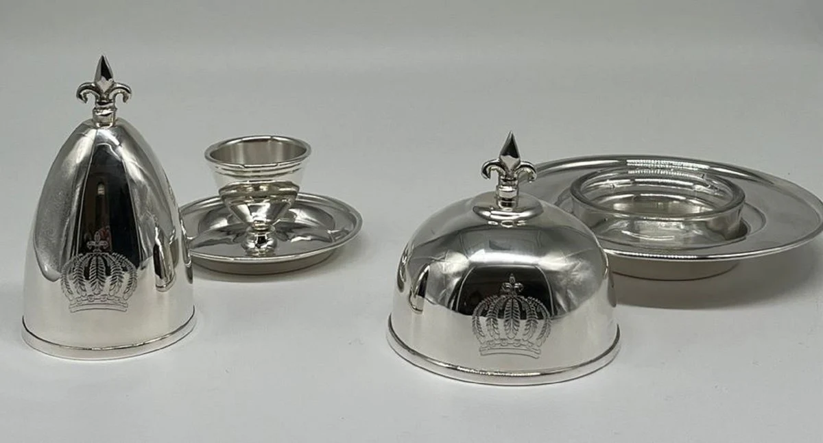 Pompöös by Luxus Barock Eierbecher mit Deckel Silber - designed by Harald Glööckler