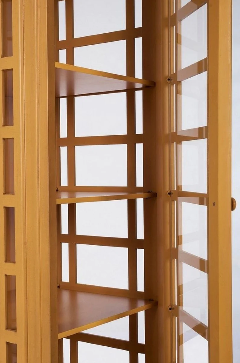 Landhausstil Bücherschrank Telefonzelle Antik Beige 55 x 51,5 x H. 180 cm - Telefonzellen Regalschrank im englischen Stil - Wohnzimmer Möbel im Landhausstil - Landhausstil Möbel