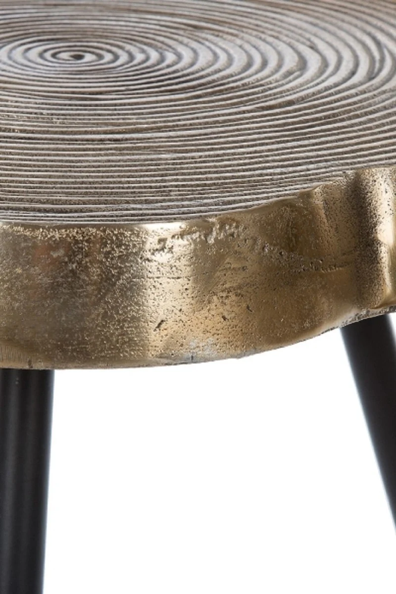 Luxus Beistelltisch Set Bronze / Schwarz 57 x 50 x H. 52 cm - Metall Beistelltische im Baumscheiben Design mit aufwendigem Jahresringmuster in den Tischplatten