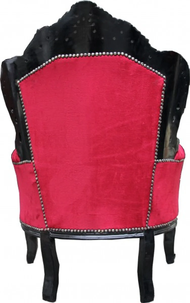 Barock Sessel King Bordeaux/Schwarz mit Bling Bling Glitzersteinen