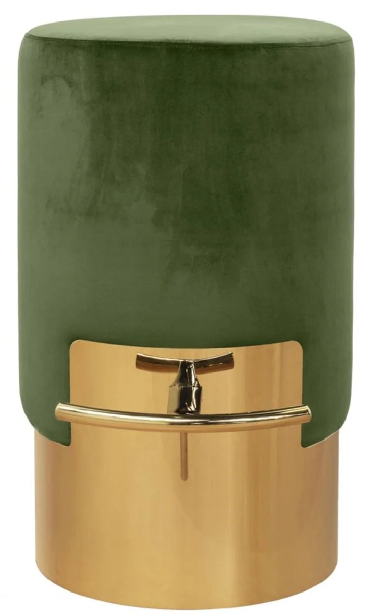 Luxus Barhocker Moosgrün / Gold Ø 46 x H. 76 cm - Barmöbel