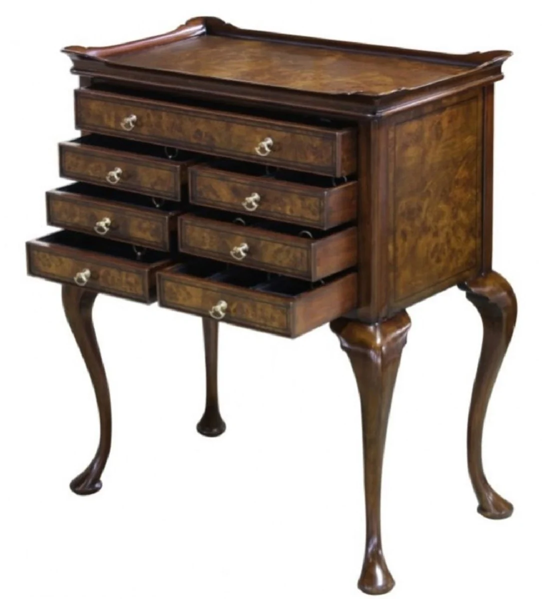 Luxus Jugendstil Schmuckkommode Braun / Dunkelbraun 61 x 35 x H. 72 cm - Schmuckschrank mit 7 Schubladen