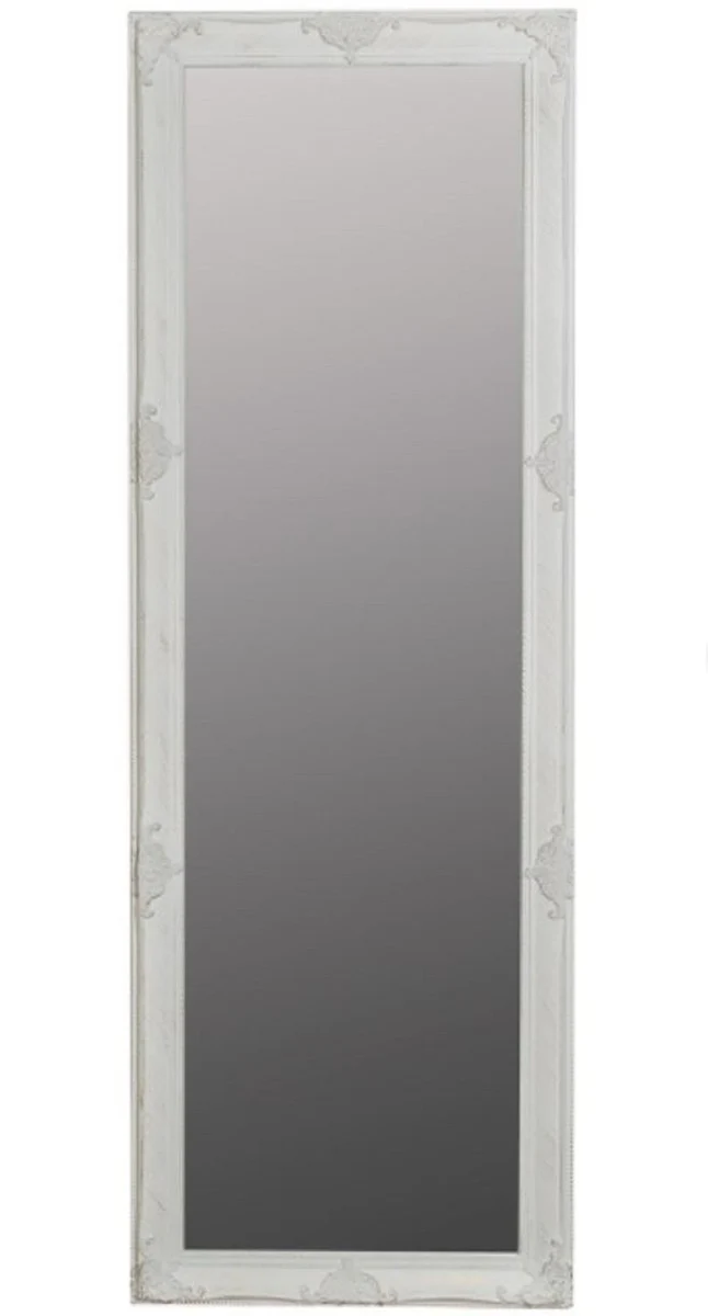 Barock Wandspiegel Weiß 65 x H. 190 cm - Handgefertigter Barock Spiegel mit Holzrahmen und wunderschönen Verzierungen