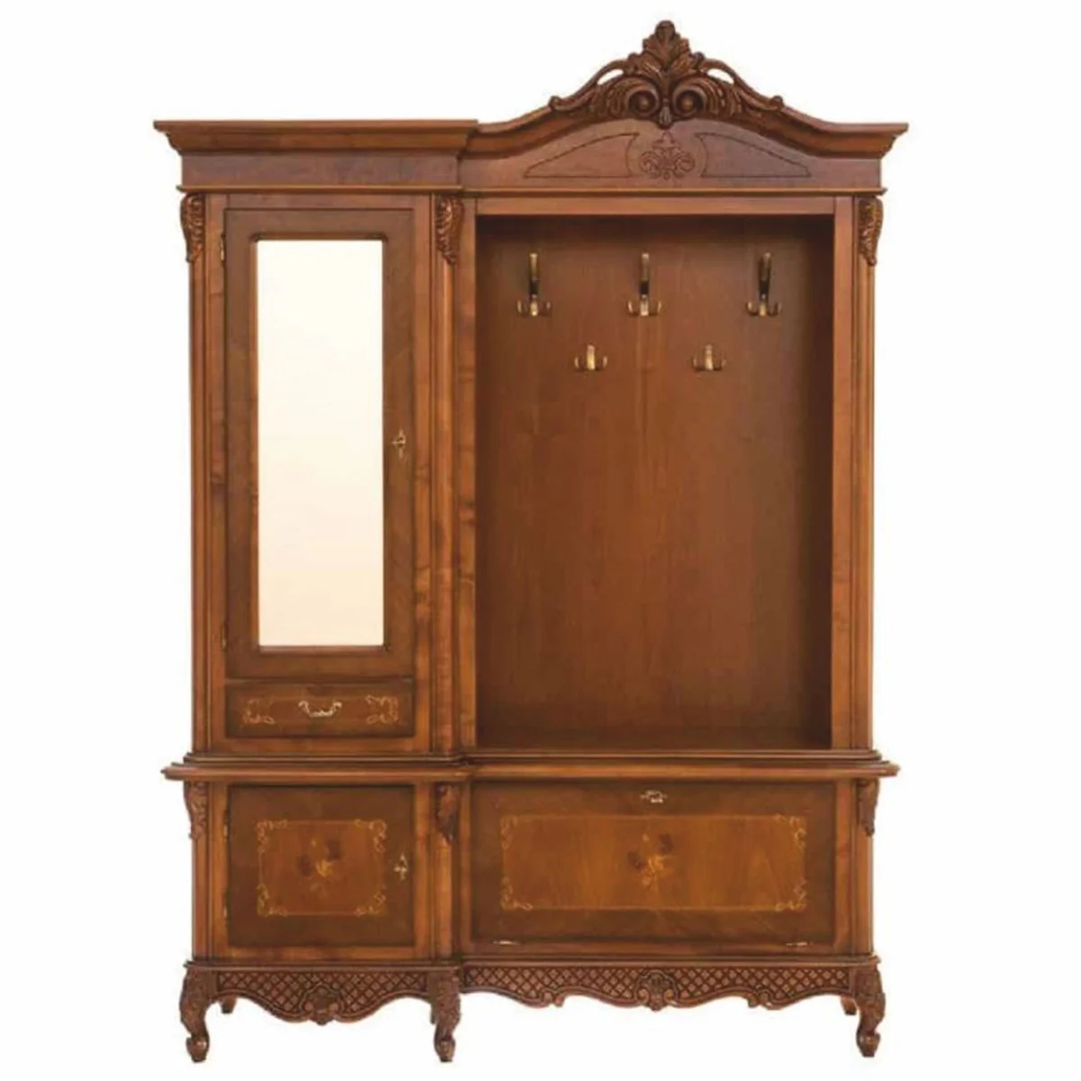 Luxus Barock Garderobe Braun 162 x 45 x H. 230 cm - Barock Garderoben Möbel