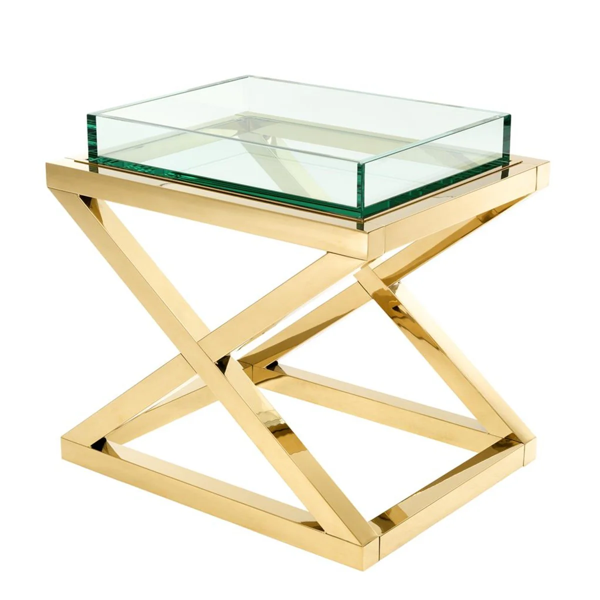 Luxus Beistelltisch / Wohnzimmertisch Gold 61 x 48 x H. 58,5 cm - Hotel Möbel