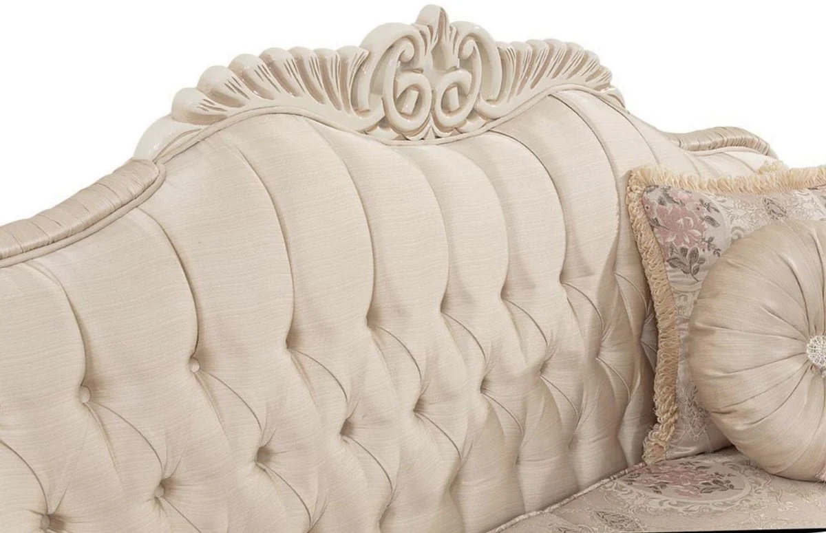 Luxus Barock Wohnzimmer Set Beige / Creme / Rosa - 2 Sofas & 2 Sessel - Wohnzimmer Möbel im Barockstil - Edel & Prunkvoll