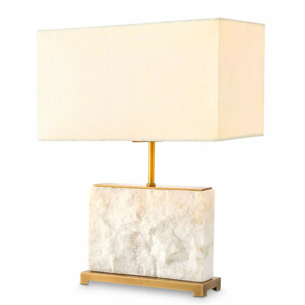 Luxus Marmor Tischleuchte Weiß / Antik Messing H. 55 cm - Marmor Schreibtischleuchten