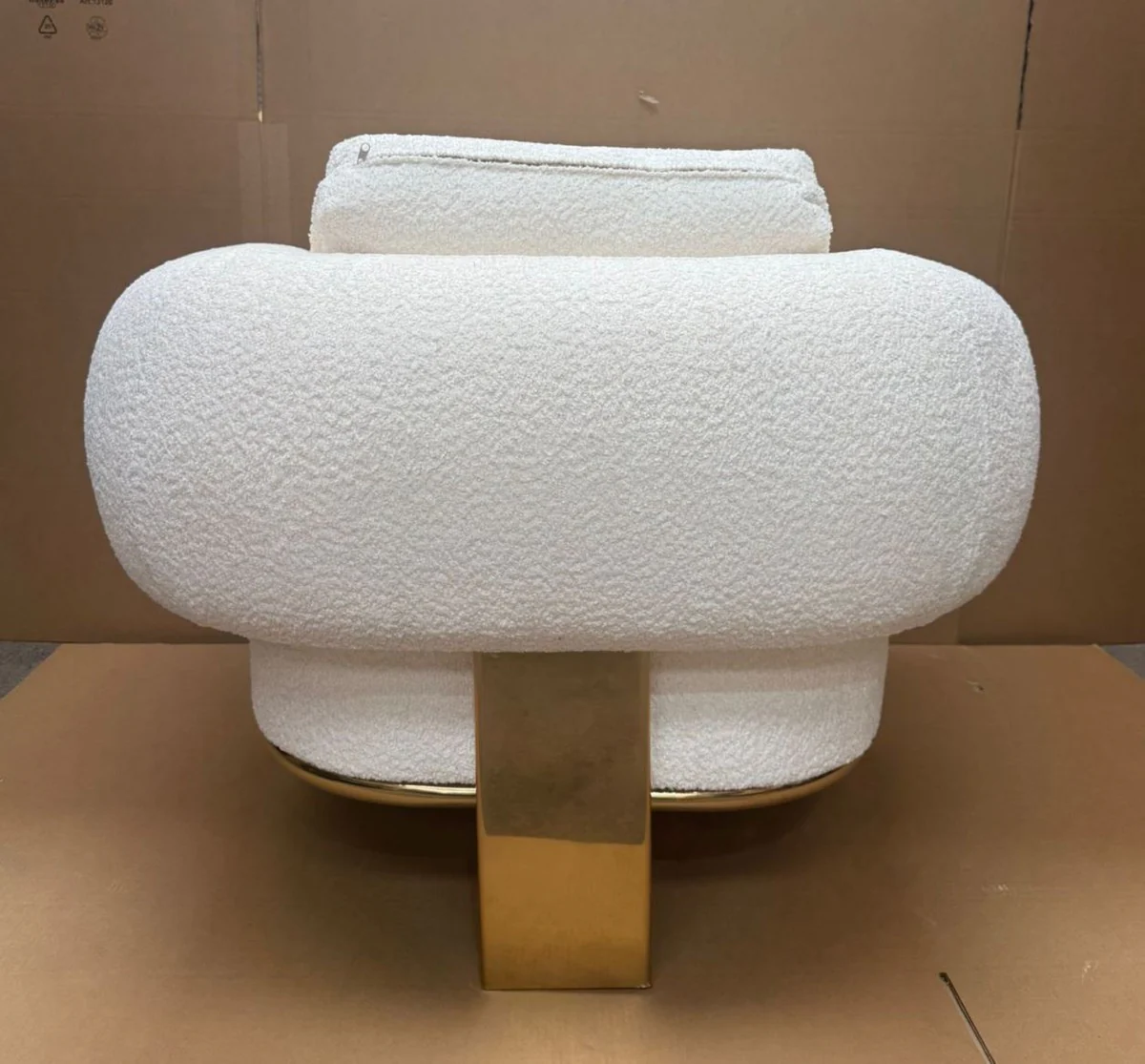 Luxus Sessel Weiß / Gold 115 cm - Wohnzimmer & Hotel Möbel