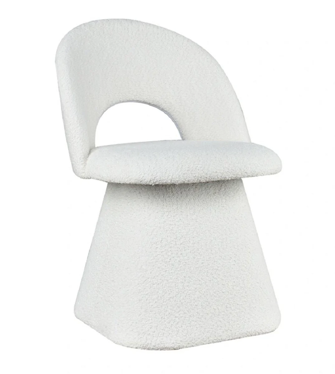 Luxus Esszimmer Stuhl mit gebogener Rückenlehne Weiß H. 79 cm - Esszimmer Möbel