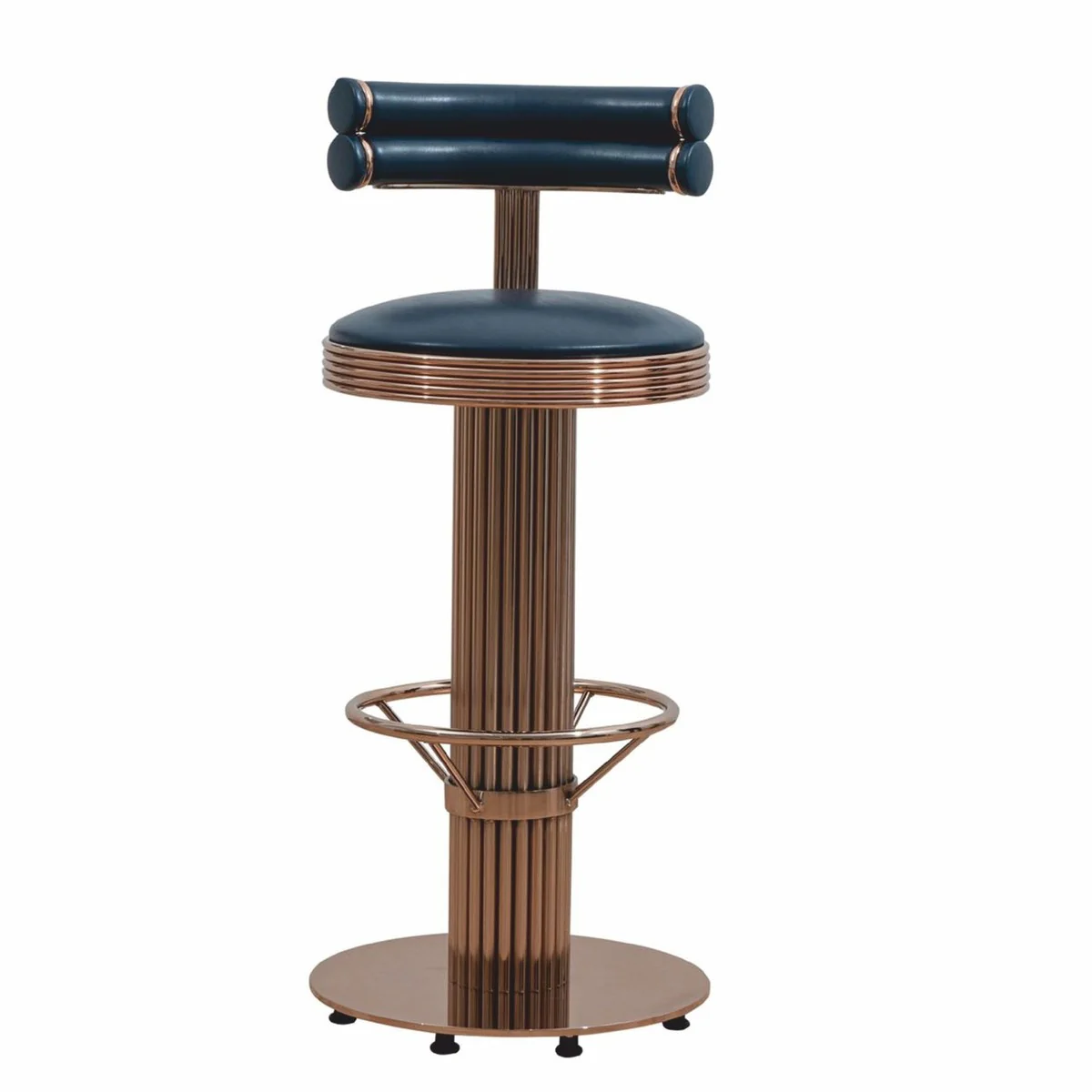 Luxus Barstuhl Kupfer / Schwarz H. 96 cm