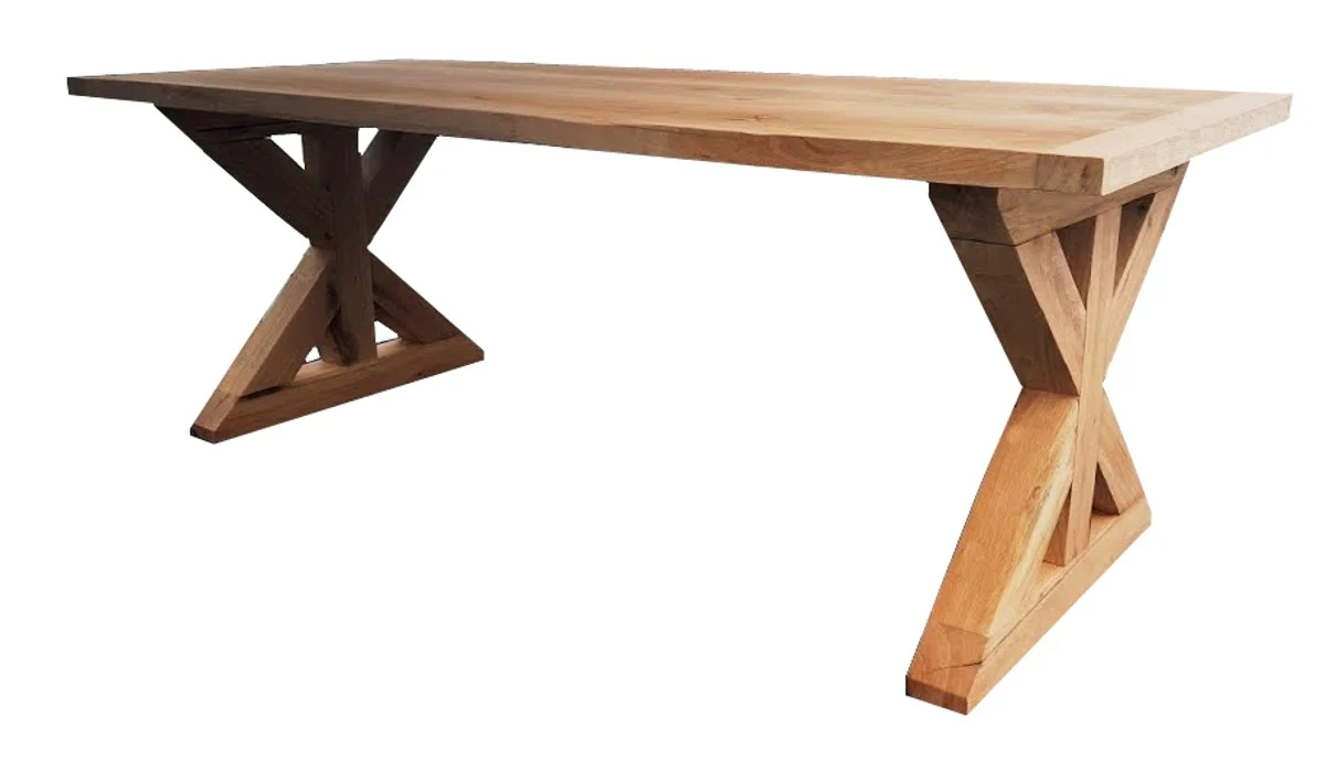 Luxus Massivholz Esstisch - Eiche - 200 cm x 100 cm x H78 cm - Schwere Ausführung