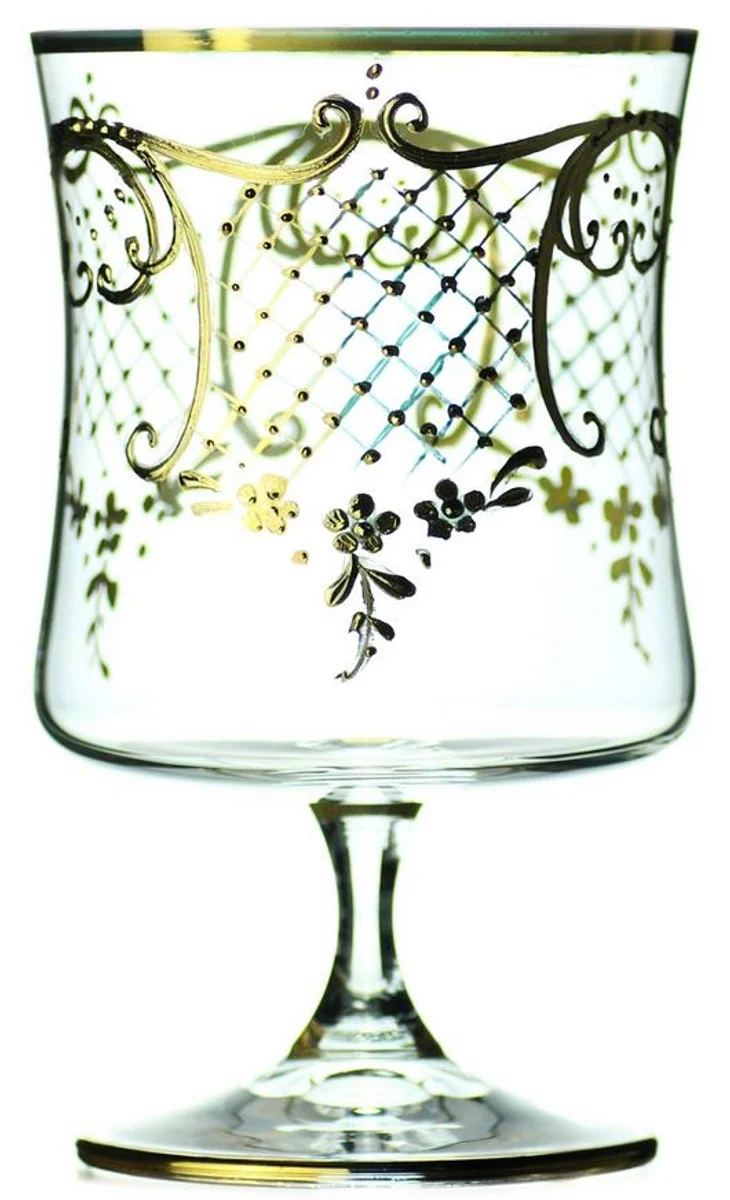 Luxus Barock Brandy Glas 6er Set Gold Ø 8,5 x H. 14,5 cm - Handgefertigte und handbemalte Cognacgläser - Hotel & Restaurant Accessoires - Luxus Qualität