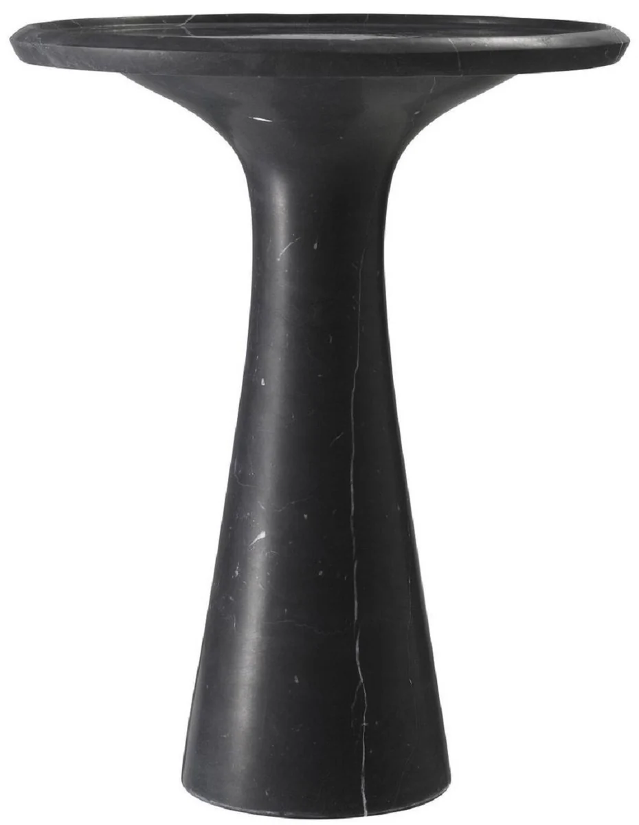 Luxus Beistelltisch Schwarz Ø 46,5 x H. 60 cm - Runder Beistelltisch aus hochwertigem Marmor - Luxus Wohnzimmer Möbel
