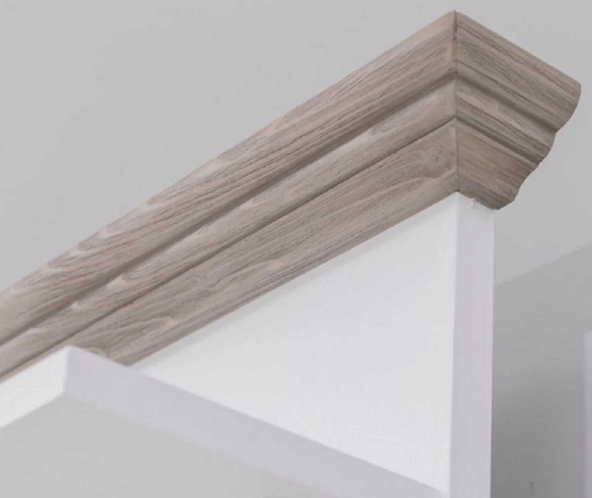 Landhausstil Massivholz Garderobenschrank Weiß / Graubraun 79 x 41 x H. 210 cm - Wand Garderobe - Flur Schrank - Flurmöbel - Garderobenmöbel - Landhausstil Möbel