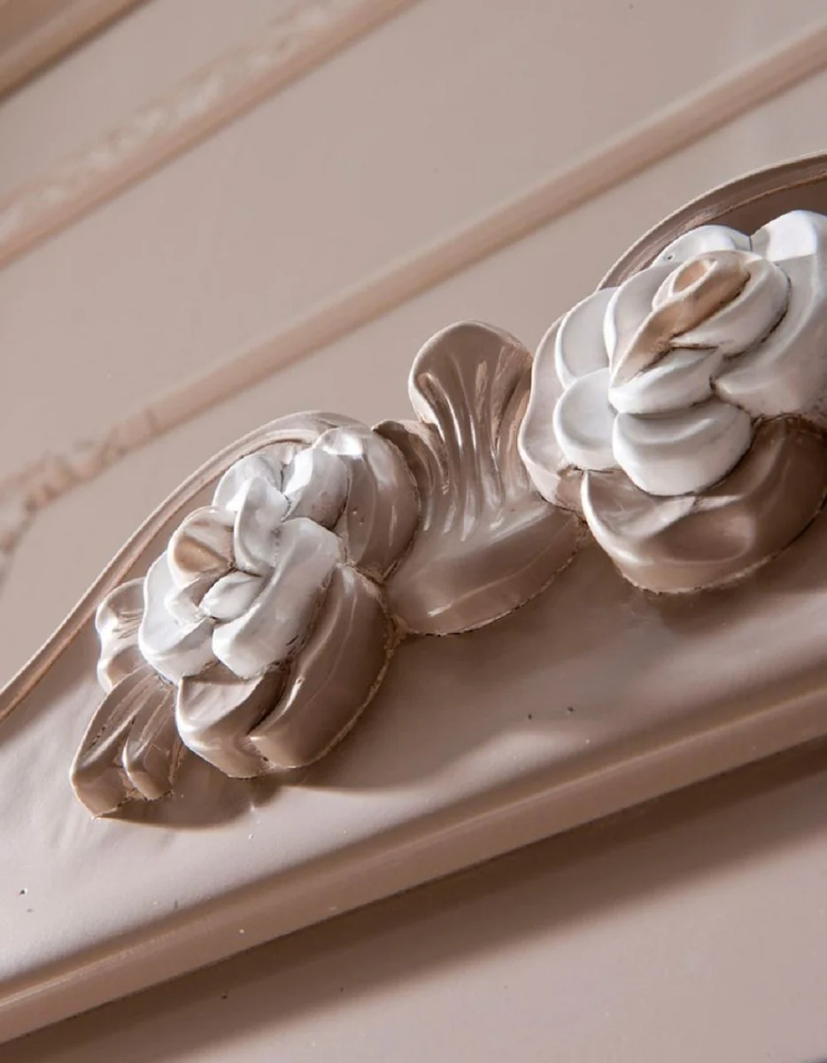 Luxus Barock Vitrine Grau / Creme / Braun - Handgefertigter italienischer Barockstil Vitrinenschrank - Italienische Barock Möbel - Barockstil Möbel - Luxus Qualität - Made in Italy