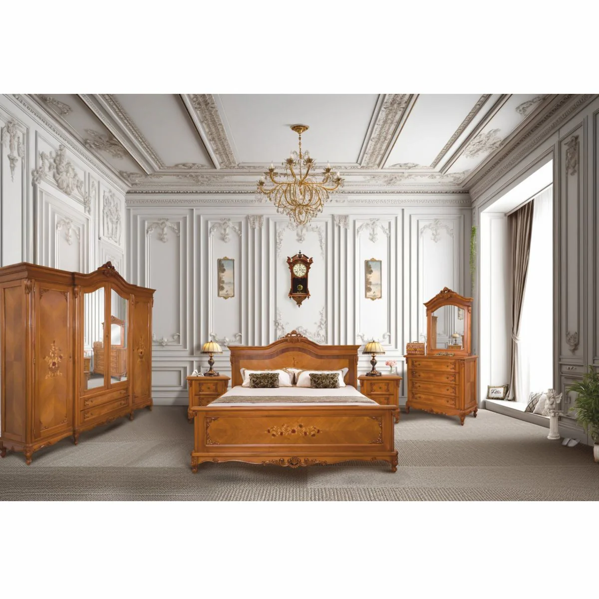 Luxus Barock Schlafzimmer Schrank Braun 260 cm - Barockstil Schlafzimmer Möbel
