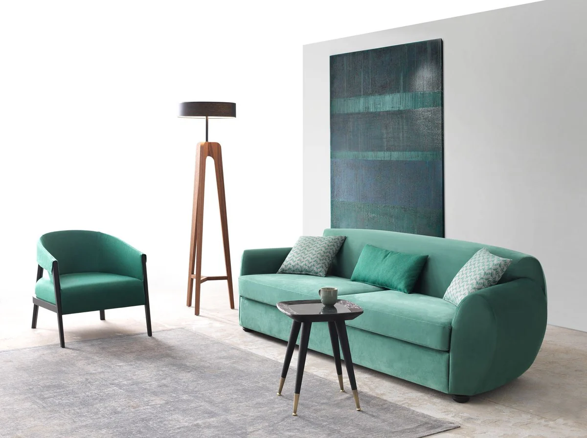 Luxus Beistelltisch Schwarz / Grün / Antik Messing 45 x 45 x H. 53 cm - Quadratischer Tisch mit Marmorplatte - Wohnzimmer Möbel - Hotel Möbel - Luxus Möbel